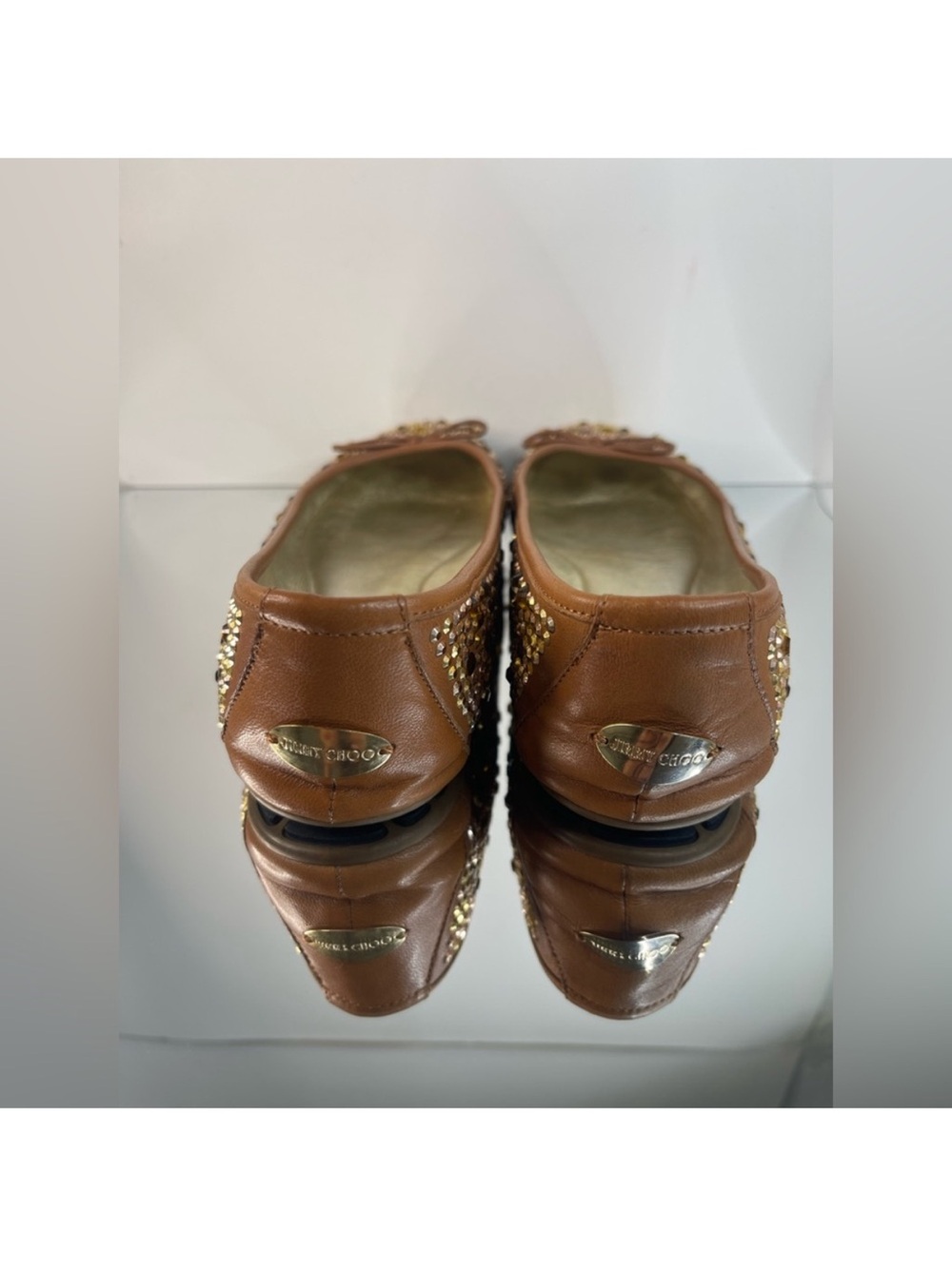Jimmy Choo Brown Embellished Ballerina Flats size 40 - Picture 3 of 11